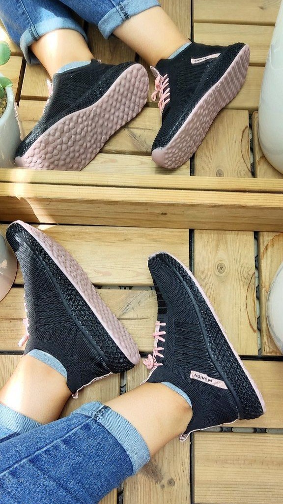 حراج  بزرگ کفش اسپرت و پیاده روی  زنانه جورابی مدل FASHION سفید صورتی کد4345با ارسال رایگان