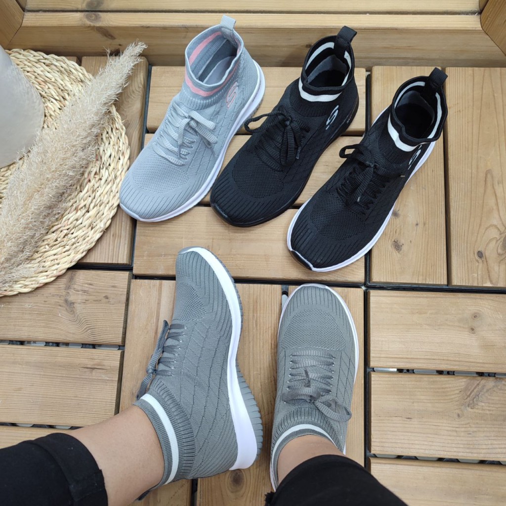 فروش فوق العاده کفش اسپرت و پیاده روی  زنانه دخترانه مدل اسکیچرز طوسی تمام با ارسال رایگان