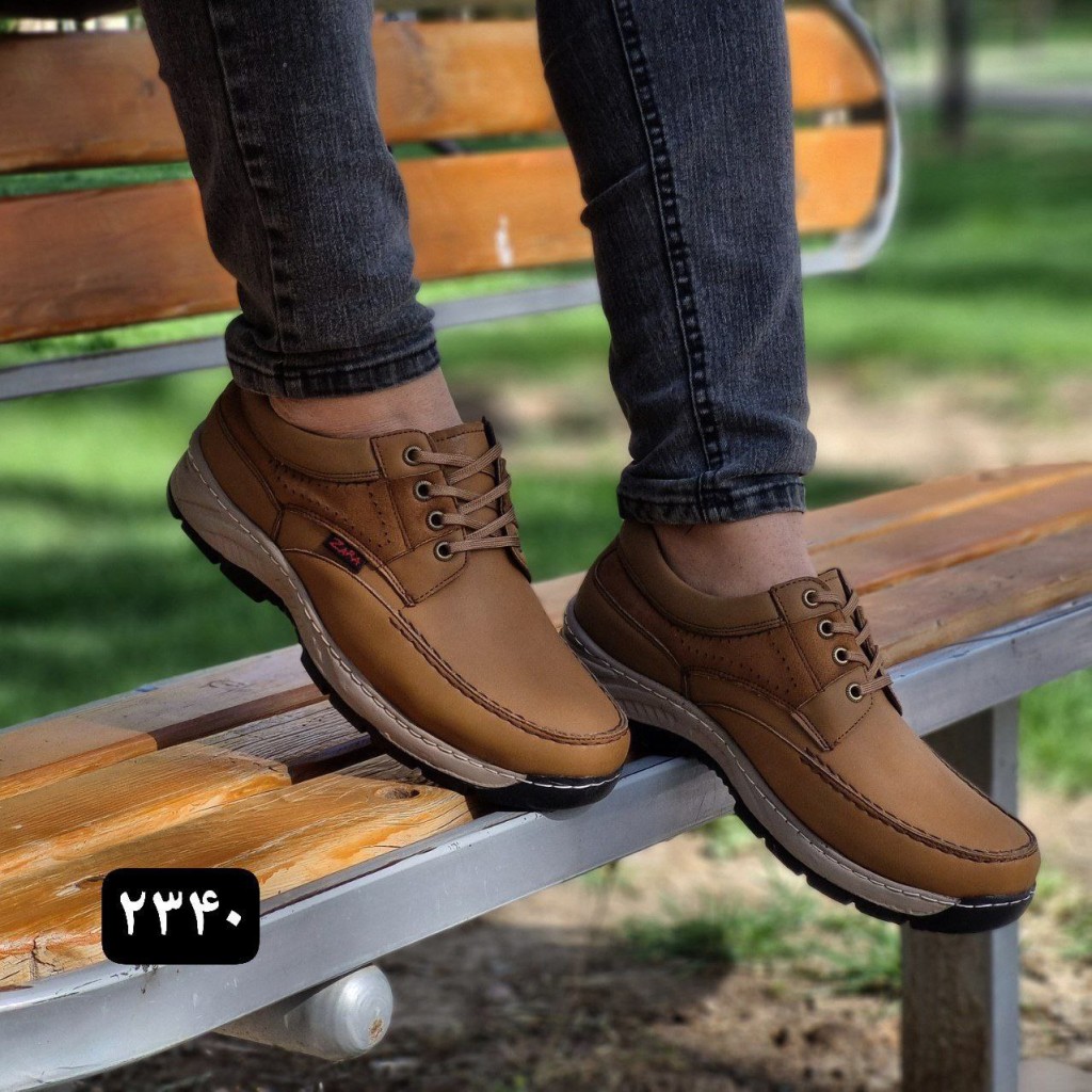 حراج کفش زیره طبیی دور دوخت شیک و مجلسی مردانه  خردلی با ارسال رایگان