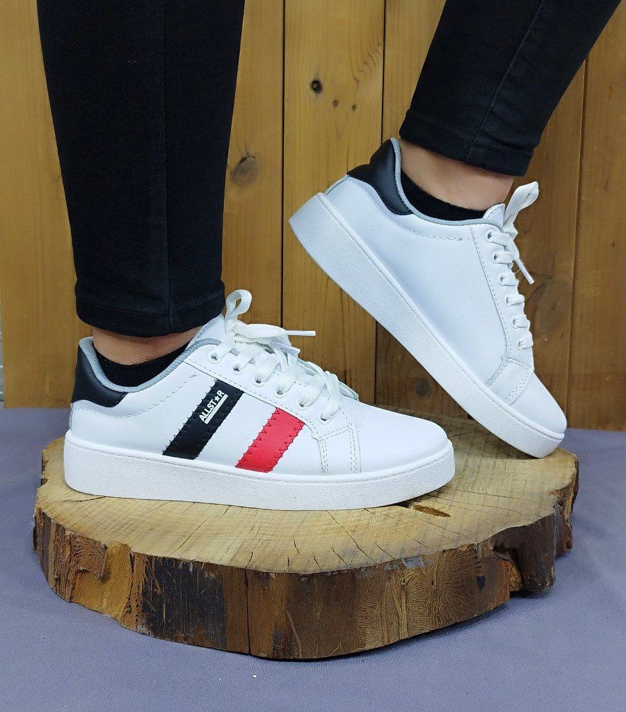 حراج استثنایی کتونی دخترانه  زنانه مدل جدید ونس FASHION طبی  رنگ سفید قرمز با ارسال رایگان