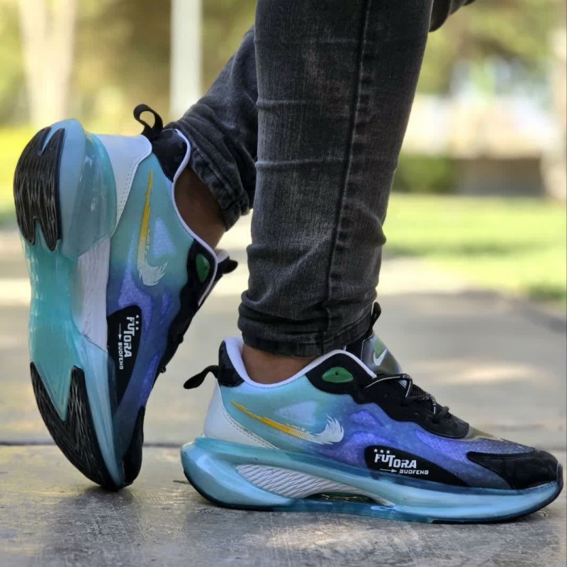 حراج ویژه کفش اسپرت کتونی مردانه پسرانه مدل نایک زیره کپسولی خاص و به روز رنگ مشکی یاسی سبز ابی  با ارسال رایگان