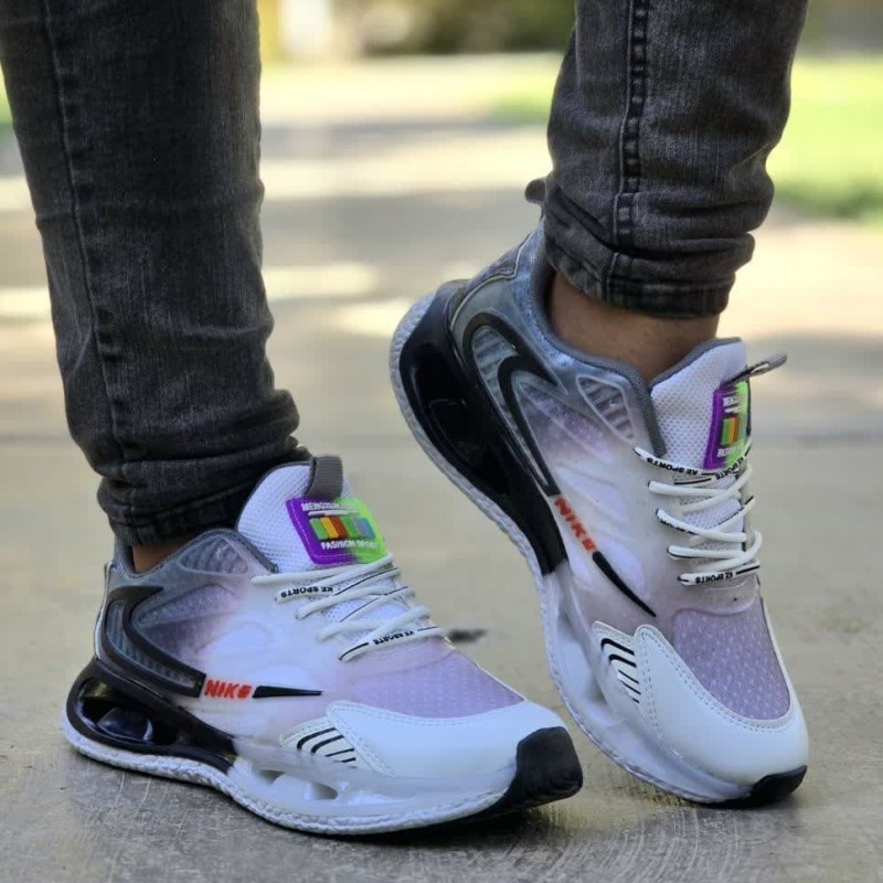 حراج ویژه کفش اسپرت کتونی مردانه پسرانه مدل نایک زیره کپسولی فوق العاده عالی رنگ سفید یاسی مشکی  با ارسال رایگان