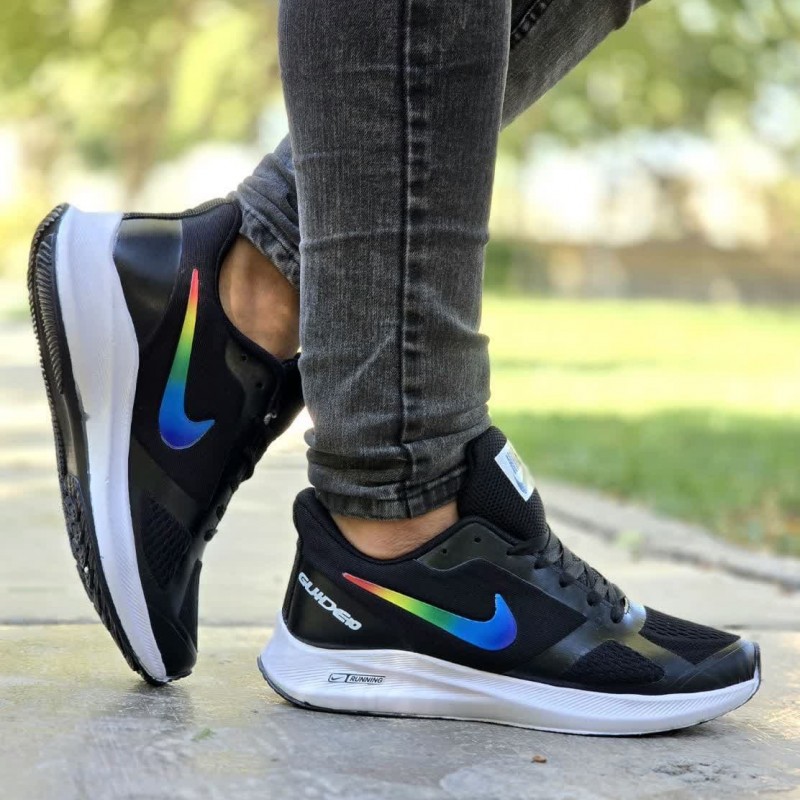 حراج ویژه کفش اسپرت کتونی  مردانه  پسرانه مدل نایک اسپیسر زیره پیو طبی رنگ مشکی  رنگین کمانی با ارسال رایگان