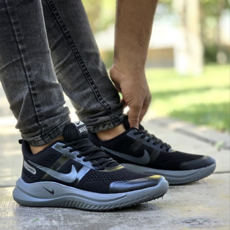 حراج ویژه کفش اسپرت کتونی  مردانه  پسرانه مدل نایک اسپیسر بادوام و مقاوم رنگ مشکی  طوسی با ارسال رایگان