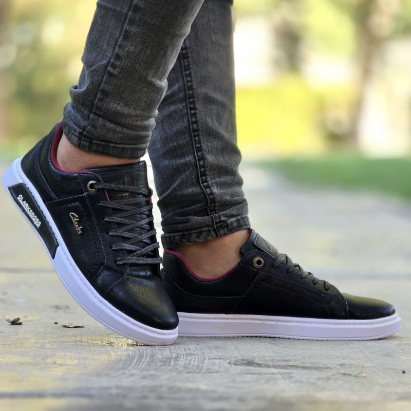 فروش جذاب کفش کتونی اسپرت مردانه پسرانه ونس مدل کلارک clarks زیره طبی راحت و سبک رنگ مشکی   ارسال رایگان