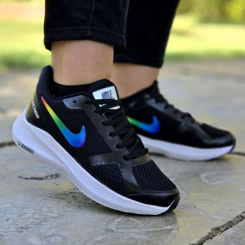 حراج ویژه  کفش اسپرت کتونی زنانه دخترانه مدل نایک اسپیسر  بسیار باکیفیت و ارزان رنگ مشکی رنگین کمانی با ارسال رایگان