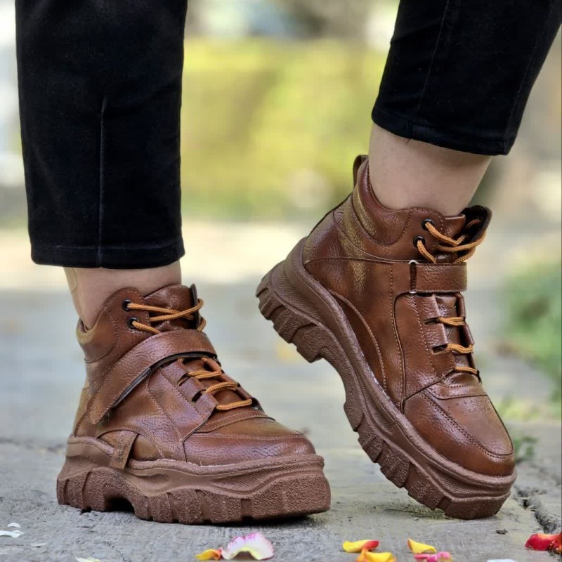 فروش  فوق العاده کفش نیم بوت زنانه دخترانه مدل بوفالو زیبا و خواستنی رنگ قهوه ای باارسال رایگان