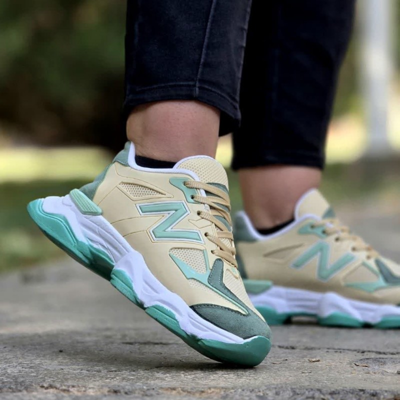 حراااااجی کفش اسپرت دخترانه زنانه مدل نیوبالانس 9060  زیباو بی نظیر رنگ  کرم سبز  با ارسال رایگان