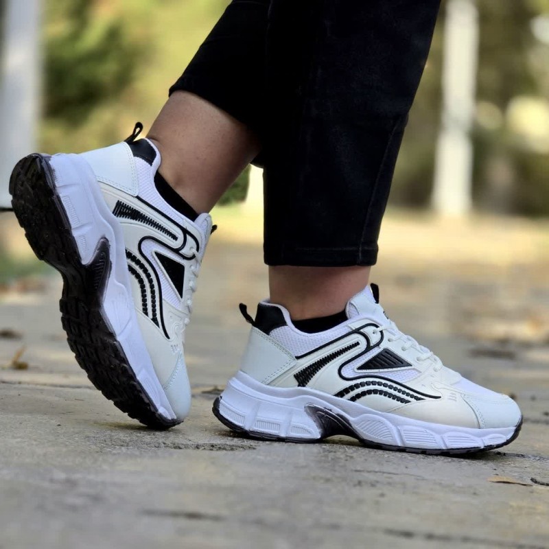 فروش فوق العاده جذاب کفش اسپرت دخترانه زنانه مدل ABCDE  مدل  جدید بازار رنگ سفید مشکی با ارسال رایگان