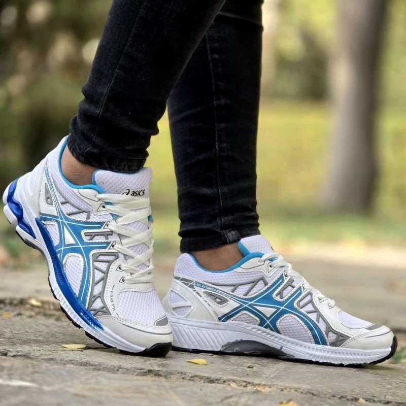 فروش جذاب کفش کتونی اسپرت مردانه مدل اسیکس شیک و کاربردی  رنگ سفید ابی با ارسال رایگان