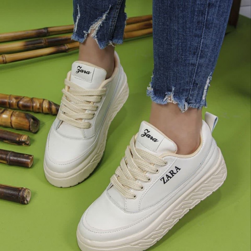 فروش جذاب این هفته کفش اسپرت دخترانه زنانه مدل زارا جدیدترین مدل بازار رنگ کرمی  با ارسال رایگان