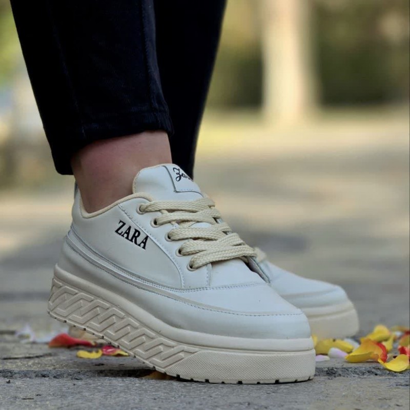 تخفیف ویژه و خاص کفش اسپرت دخترانه زنانه مدل زارا  طرحی با کیفیت و زیبا رنگ کرم با ارسال رایگان