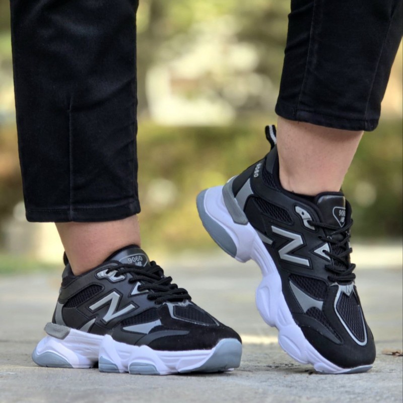 حراج واقعی کفش کتونی اسپرت زنانه  و دخترانه مدل نیوبالانس 9060  رنگ مشکی طوسی زیره سفید بی نهایت با کیفیت با ارسال رایگان