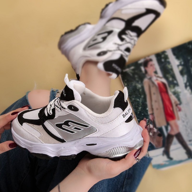 حراج فوق العاده کفش کتونی اسپرت زنانه و دخترانه مدل بالنسیاگا رنگ سفید مشکی  با کیفیت  عالی و درجه یک با ارسال رایگان