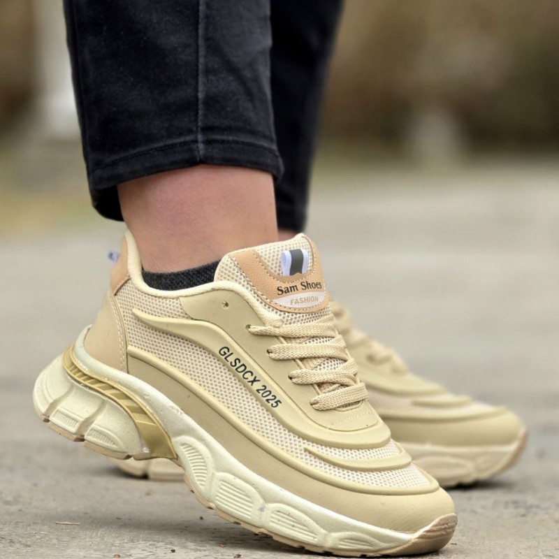 فروش ویژه کفش اسپرت زنانه مدل فشیون پروانه‌ای دلبرانه رنگ کرم باارسال رایگان