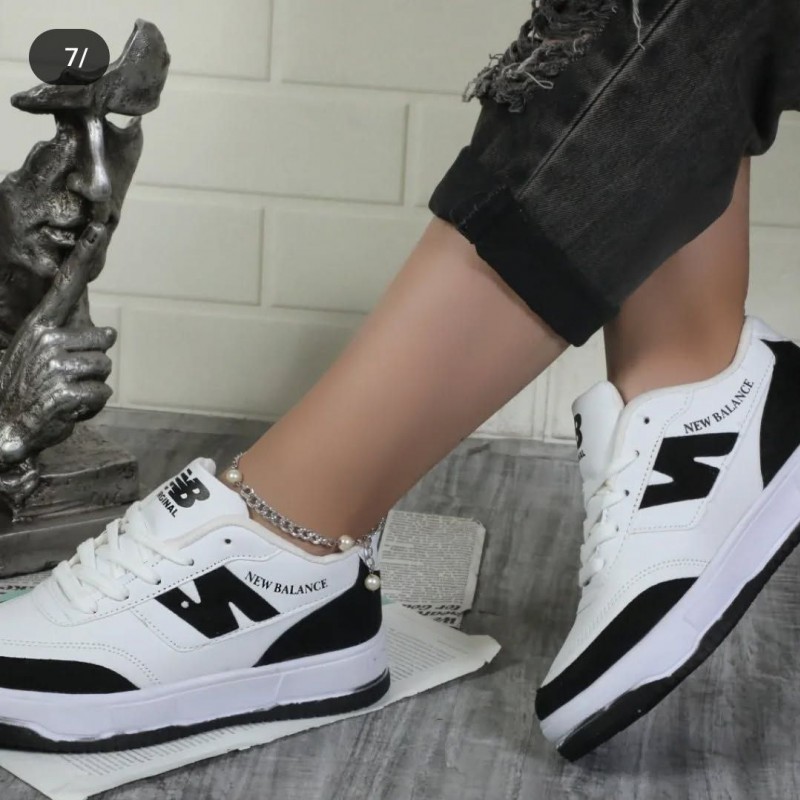 فروش واقعی کفش کتونی اسپرت زنانه دخترانه مدل ونس طرح نیوبالانس زیبا و بادوام رنگ سفید مشکی  باارسال رایگان