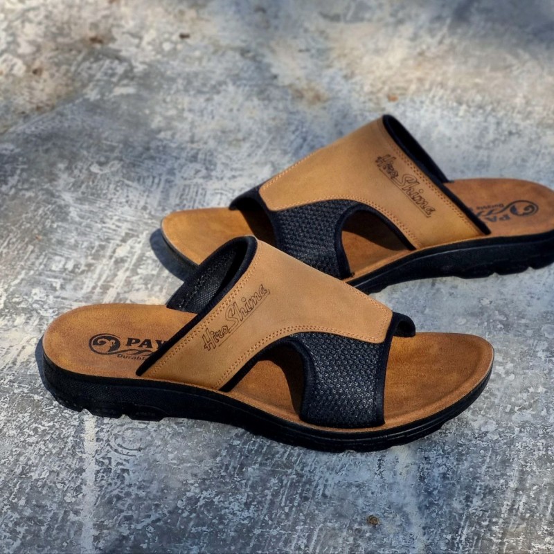 فروش بی نظیر دمپایی صندل مردانه طبی قابل شستشو و بادوام رنگ قهوه ای مشکی  با ارسال رایگان