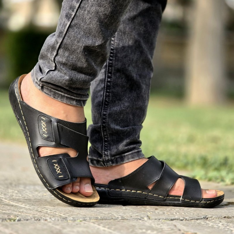 فروش ارزان دمپایی صندل  مردانه طبی خاص و زیبا رنگ مشکی شیک  با ارسال رایگان