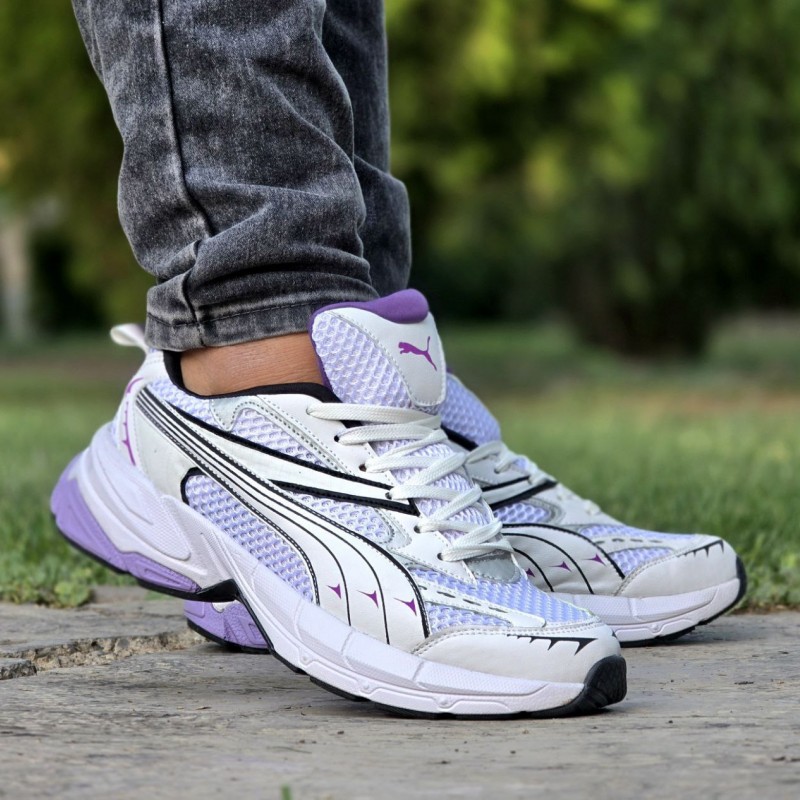 حراج ارزان و خاص  کفش اسپرت مردانه و پسرانه مدل آسیکس یه مدل جدید و کاربردی رنگ سفید بنفش  با ارسال رایگان