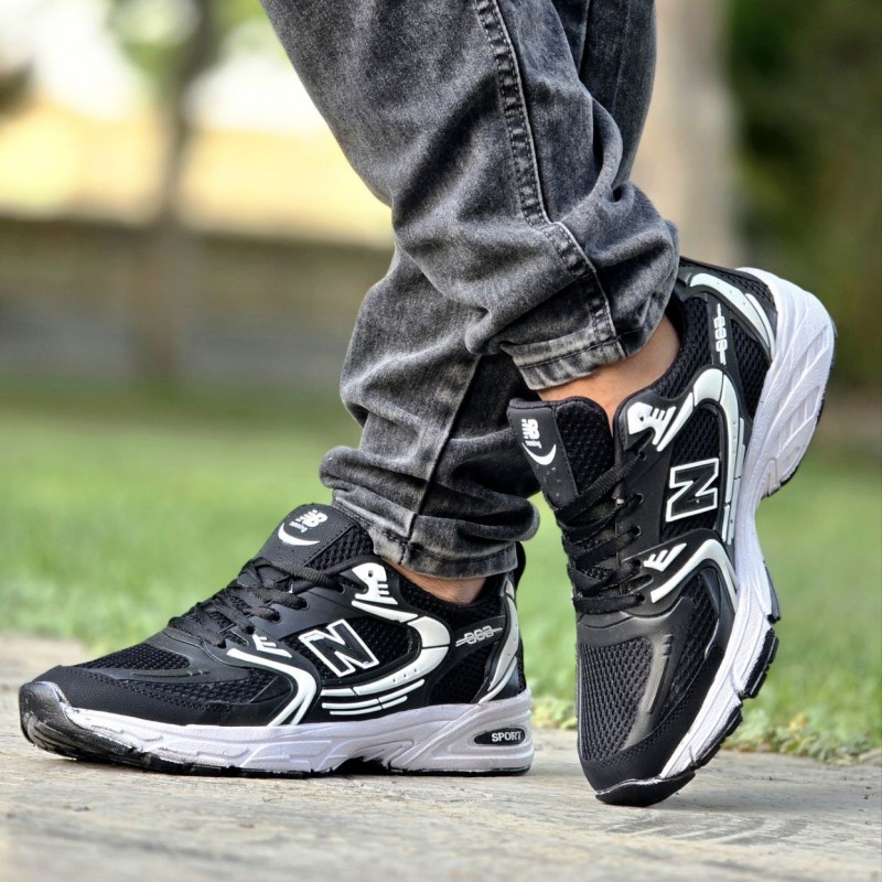 فروش بی نظیر  کفش کتونی اسپرت مردانه و پسرانه مدل نیوبالانس 530 ویژه پیاده روی و باشگاه رنگ مشکی سفید  با ارسال رایگان