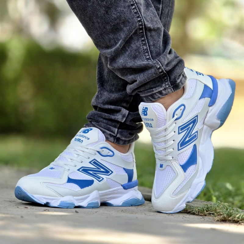 فروش بی نظیر کفش کتونی اسپرت مردانه مدل نیوبالانس  9060 خاص و با کیفیت رنگ سفید آبی با ارسال رایگان