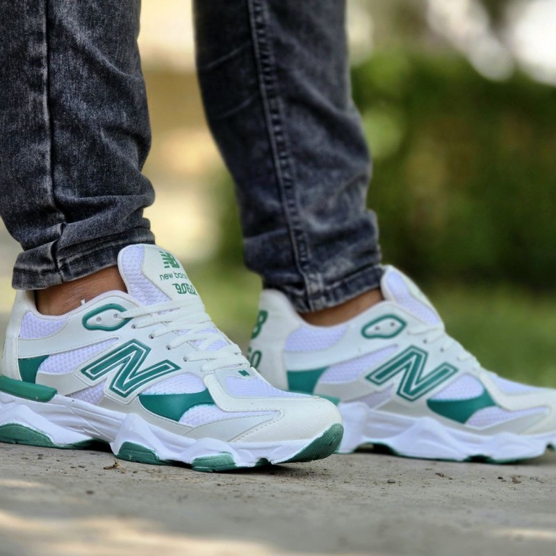 حراج عالی  کفش کتونی اسپرت مردانه مدل نیوبالانس  9060 مناسب پیاده روی و باشگاه رنگ سفید سبز با ارسال رایگان