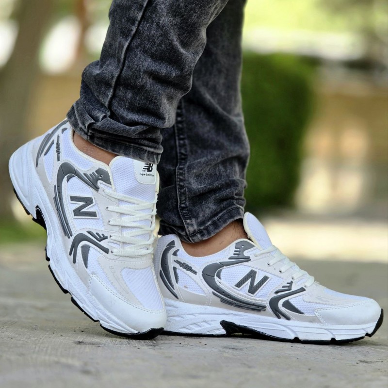 فروش استثنایی  کفش کتونی اسپرت مردانه مدل نیوبالانس  530  شیک و کیفیت بالا رنگ سفید طوسی با ارسال رایگان