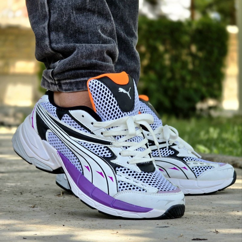 فروش استثنایی  کفش کتونی اسپرت مردانه مدل اسیکس  جدید و به روز رنگ سفید بنفش  با ارسال رایگان