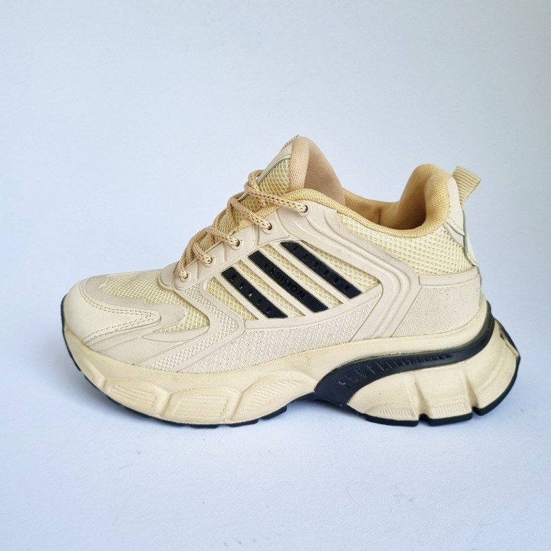 تخفیف کفش اسپرت دخترانه زنانه مدل ادیداس  شیک و منحصر بفرد رنگ کرم مشکی با ارسال رایگان
