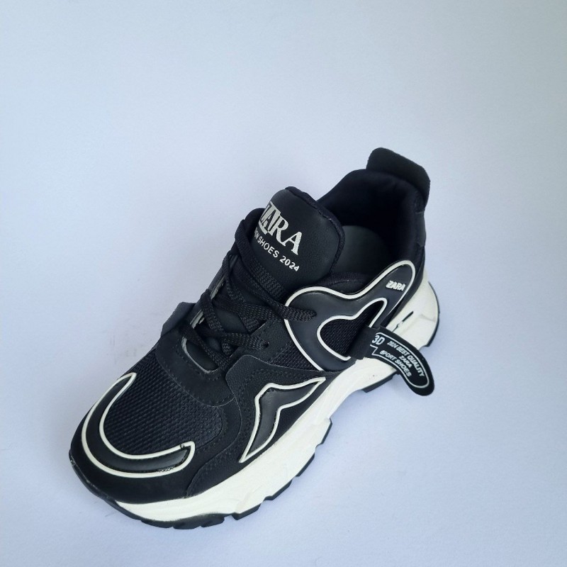 حراج ارزان  کفش اسپرت دخترانه زنانه قلبی مدل زارا zara با کیفیت و جدید رنگ مشکی زیره سفید با ارسال رایگان