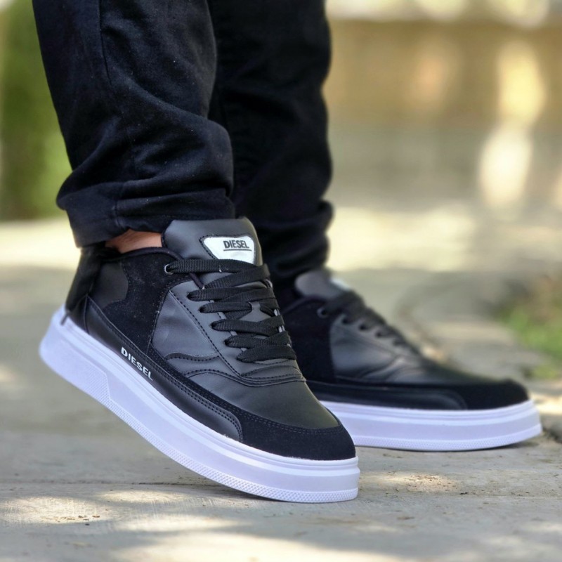 فروش ویژه کفش ونس مردانه پسرانه مدل دیزل Diesel پرفروش و جذاب رنگ مشکی زیره سفید با ارسال رایگان