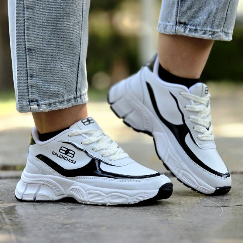 فروش فوق العاده کفش اسپرت بالنسیاگا  زنانه دخترانه منحصر بفرد رنگ سفید مشکی  با ارسال رایگان