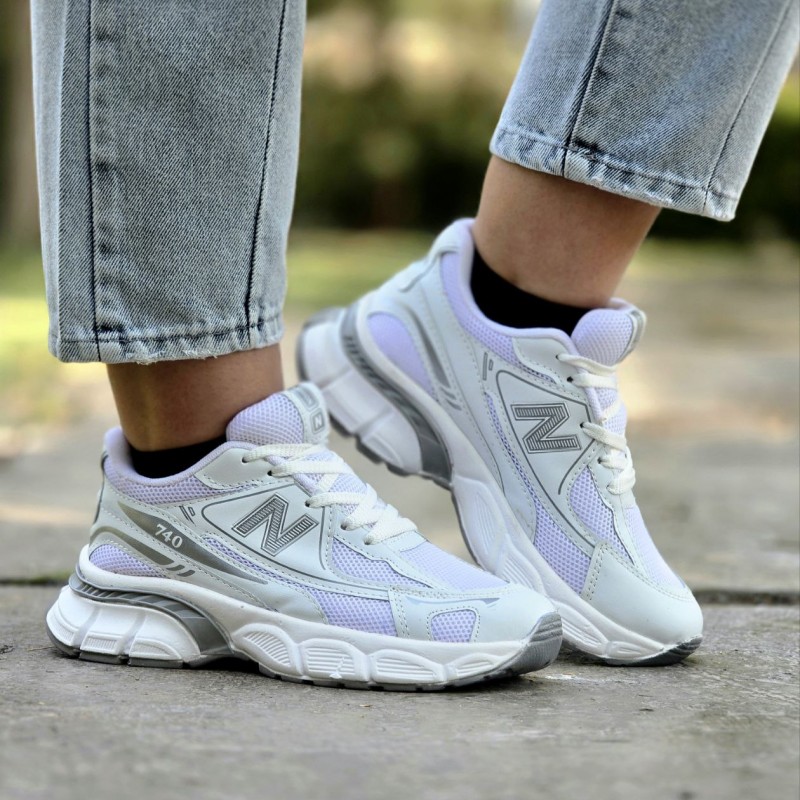 فروش بی نظیر  کفش اسپرت دخترانه زنانه مدل نیوبالانس 740 زیبا و پرفروش رنگ سفید طوسی با ارسال رایگان