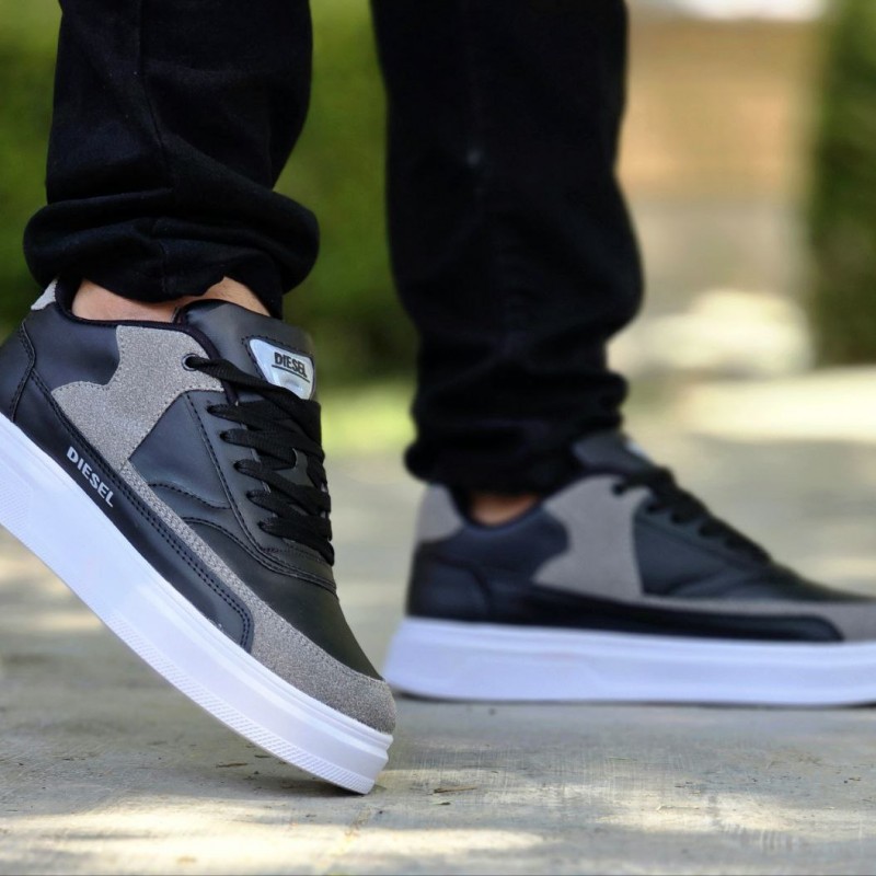 فروش فوق العاده کفش اسپرت ونس مردانه مدل دیزل Diesel بادوام رنگ مشکی طوسی  با ارسال رایگان