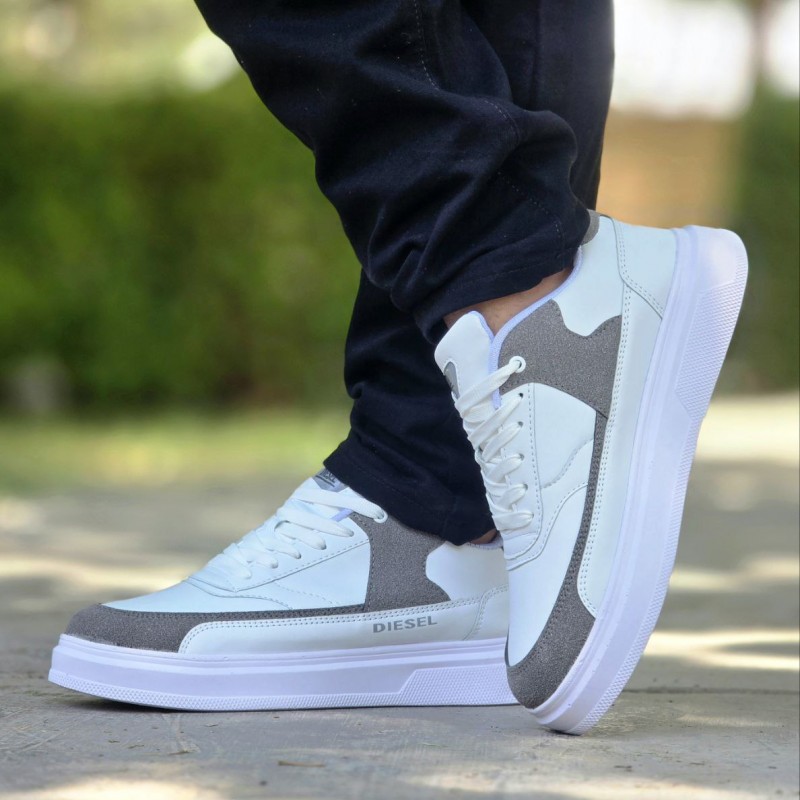 حرااااج کفش اسپرت ونس مردانه مدل دیزل Diesel به روز و جدید رنگ سفید طوسی  با ارسال رایگان