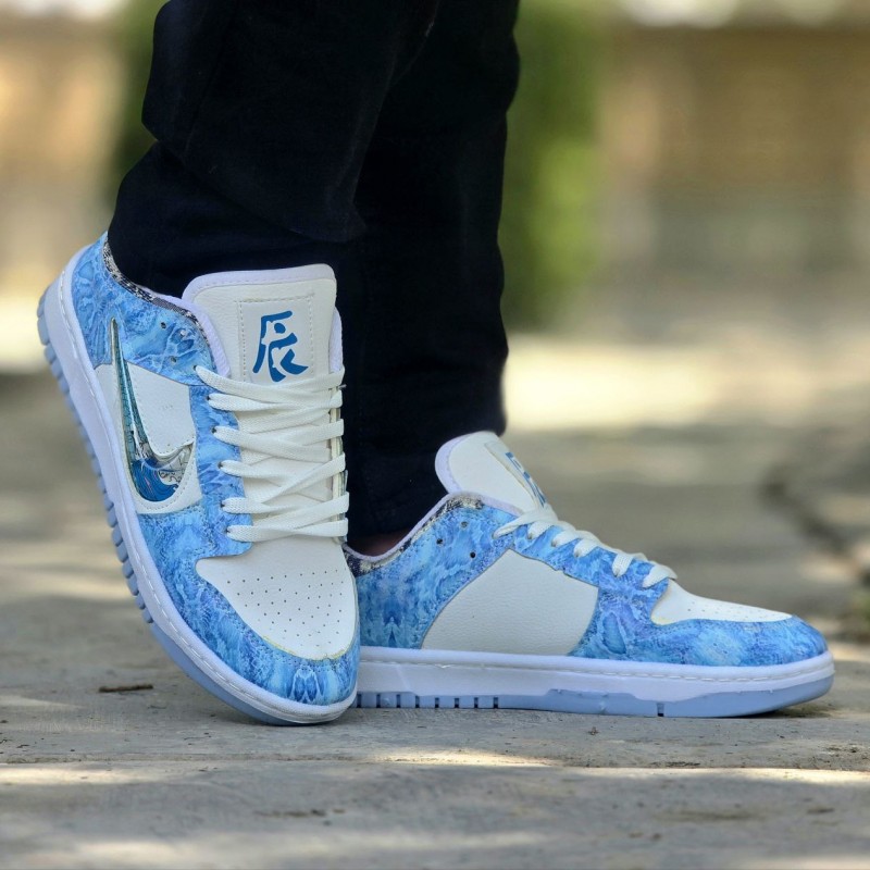 حراج بی نظیر کفش کتونی اسپرت نایک دراگون  زنانه و مردانه شیک و عالی  رنگ آبی سفید با ارسال رایگان