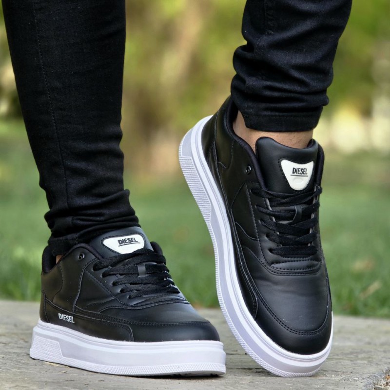 فروش هیجان انگیز  کفش اسپرت ونس مردانه مدل دیزل Diesel شیک و راحت رنگ مشکی زیره سفید با ارسال رایگان