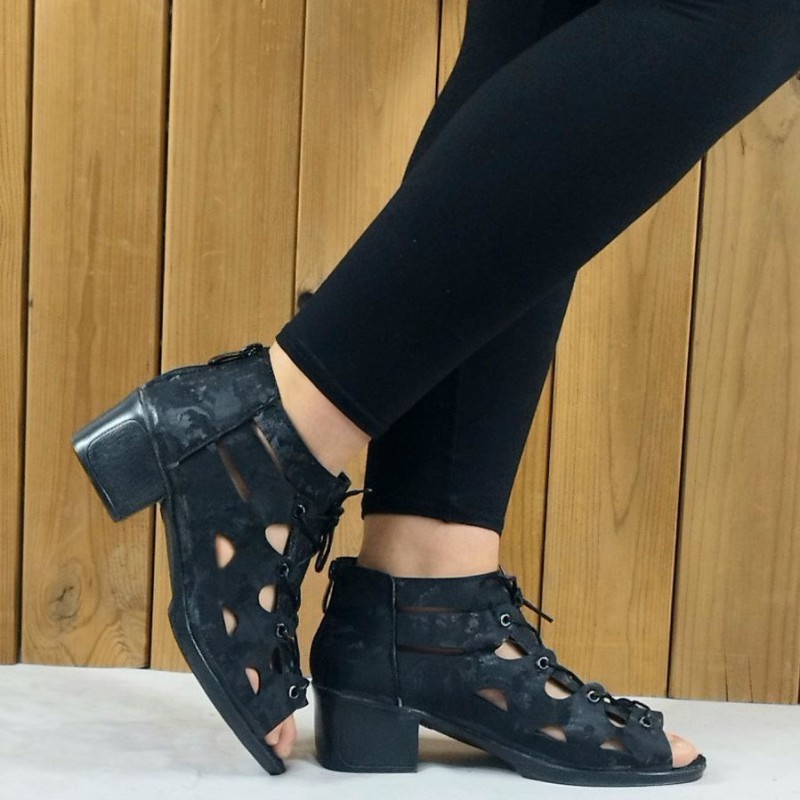 کفش صندل زنانه دخترانه پاشنه دار تابستانه رویه پتینه 1364