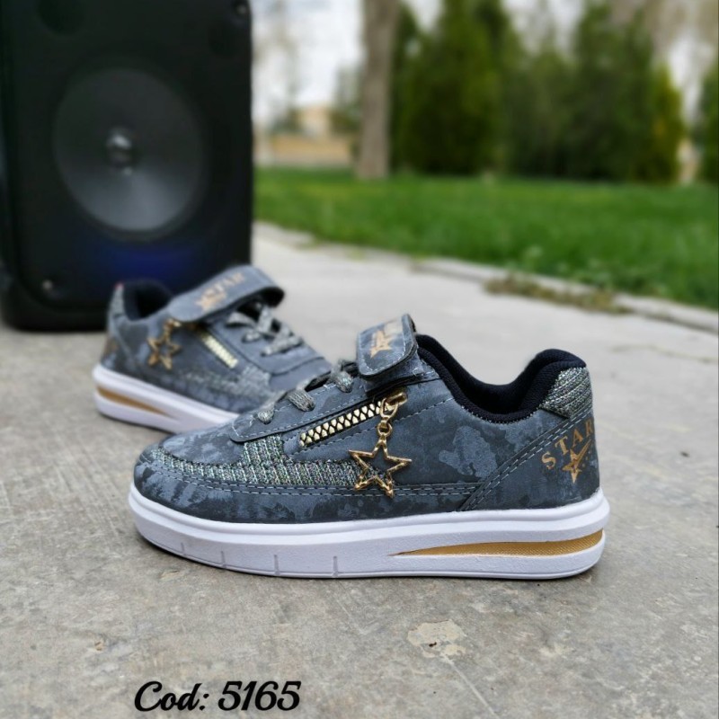 کفش کتونی ونس مدارس دخترانه بچگانه شیک و با دوام لمه طوسی تیره 5165