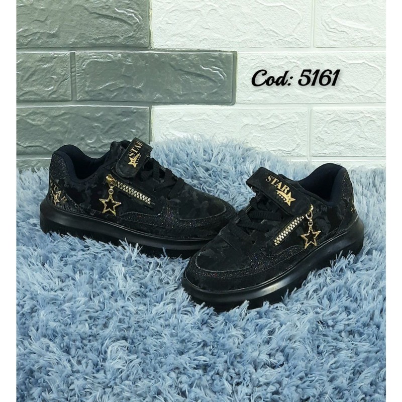 کفش کتونی ونس مدارس دخترانه بچگانه شیک و با دوام لمه مشکی تمام 5161