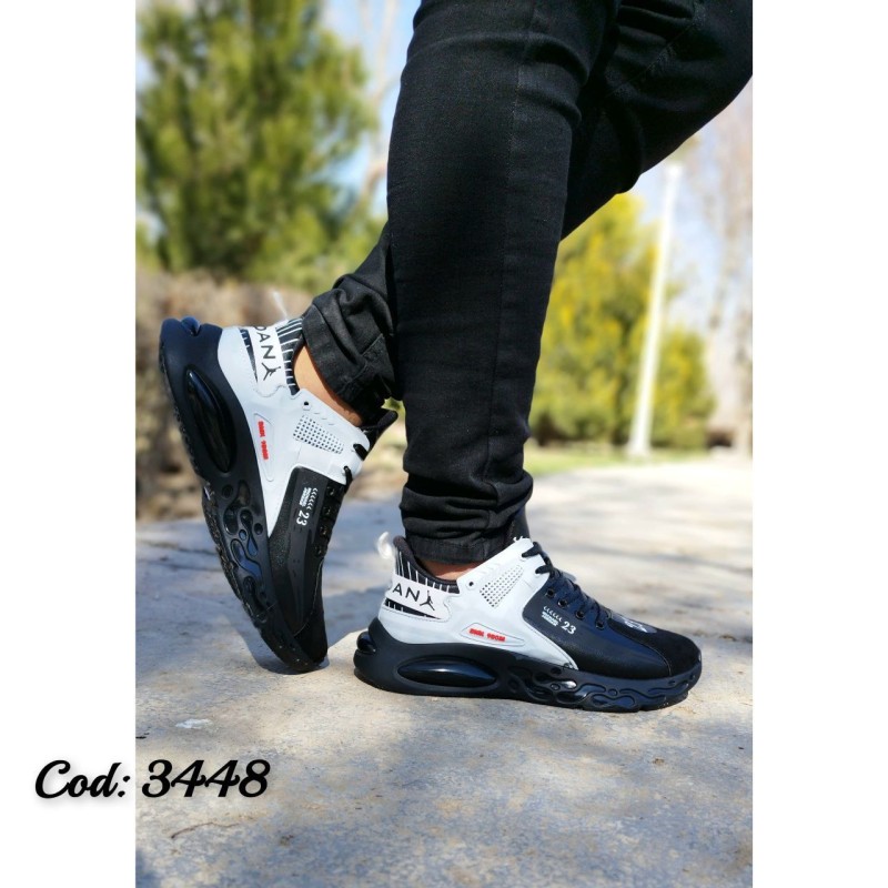 کفش کتونی اسپرت پسرانه مردانه مدل جردن 23 خفن  بروز با کیفیت عااالی مشکی سفید کد 3448