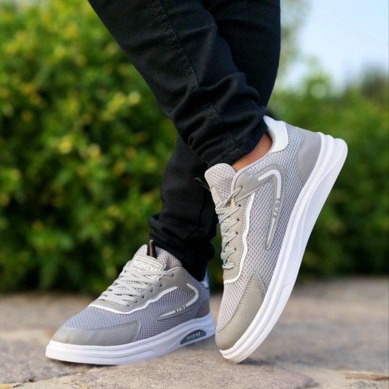 کفش اسپرت کتونی پسرانه مردانه مدل FA_3  با کیفیت عالی رنگ طوسی سفید کد 3619