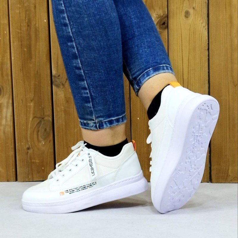 کفش اسپرت کتونی زنانه دخترانه مدل جدید شاهین  زیبا خانم های باکلاس و خاص پوش سفید تمام کد 4340