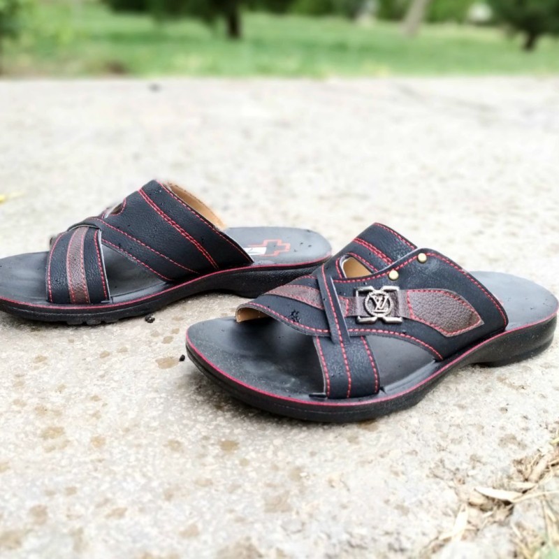 دمپایی صندل تابستانه  پسرانه مردانه زیره طبی رویه دوخت دار  قابل شستشو سبک و راحت  مشکی قرمز با ارسال رایگان