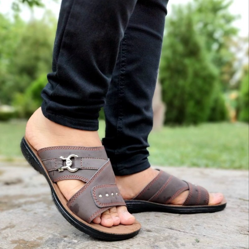 دمپایی صندل تابستانه  پسرانه مردانه زیره طبی  شیک و با کیفیت  قابل شستشو   قهوه ای روشن کمربندی   با ارسال رایگان