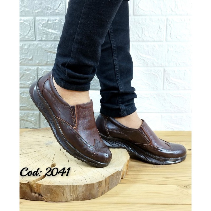 کفش مجلسی اداری مردانه پسرانه مدل چرم طبیعی تبریز زیره طبی با کیفیت باورنکردنی شیک  رنگ قهوه ای  2041