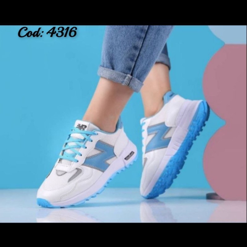کفش اسپرت کتونی دخترانه زنانه مدل نیوبالانس با کیفیت و شیک رنگ سفید آبی  کد 4316