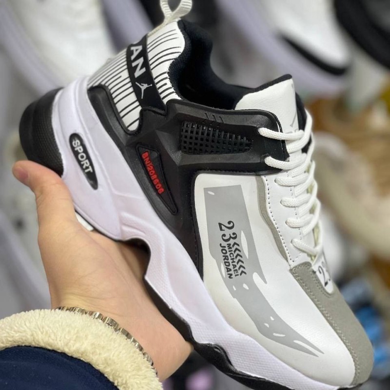 کفش اسپرت کتونی  زنانه دخترانه ونس مدل نایک جردن مخصوص خوش سلیقه ها مشکی جلو طوسی روشن  4276