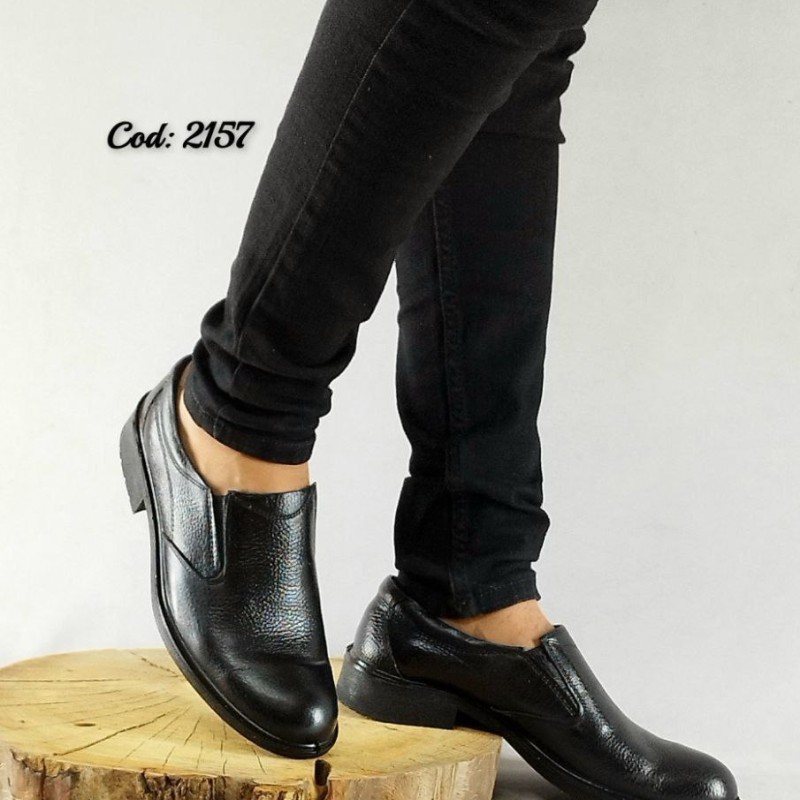 کفش مجلسی اداری مردانه چرم طبیعی تبریز مدل بندی زیره طبی و سبک مشکی 2157