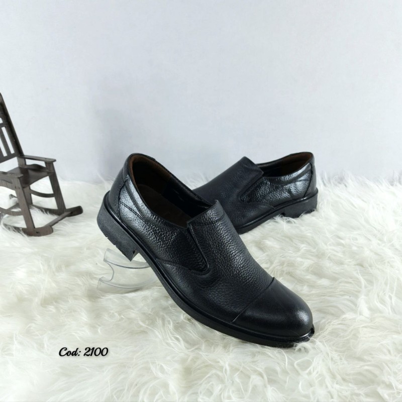 کفش مجلسی اداری مردانه زیره طبی چرم طبیعی روی خط دار   جذاب و مناسب پیاده روی مشکی 2100